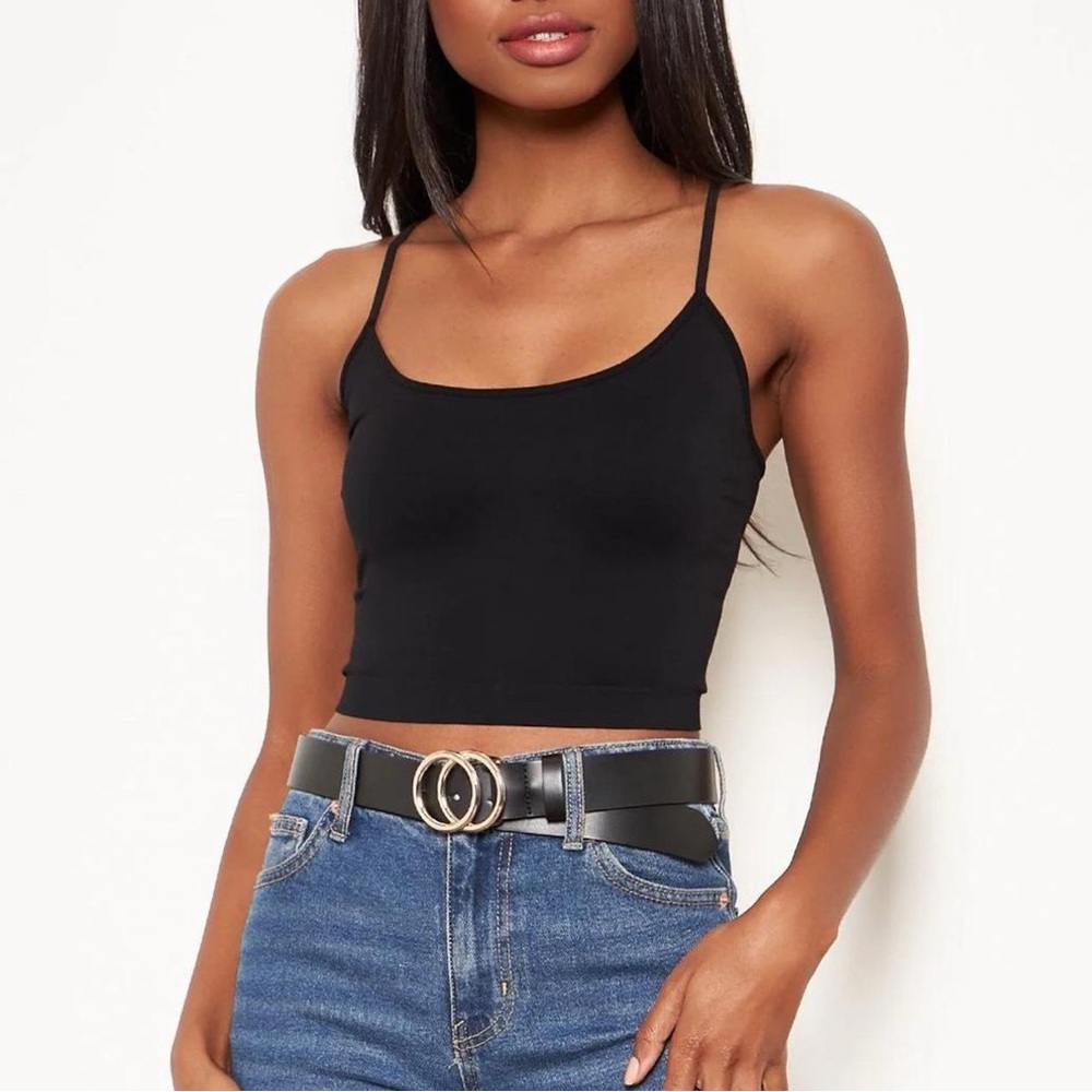Black Spaghetti Strap Crop Top